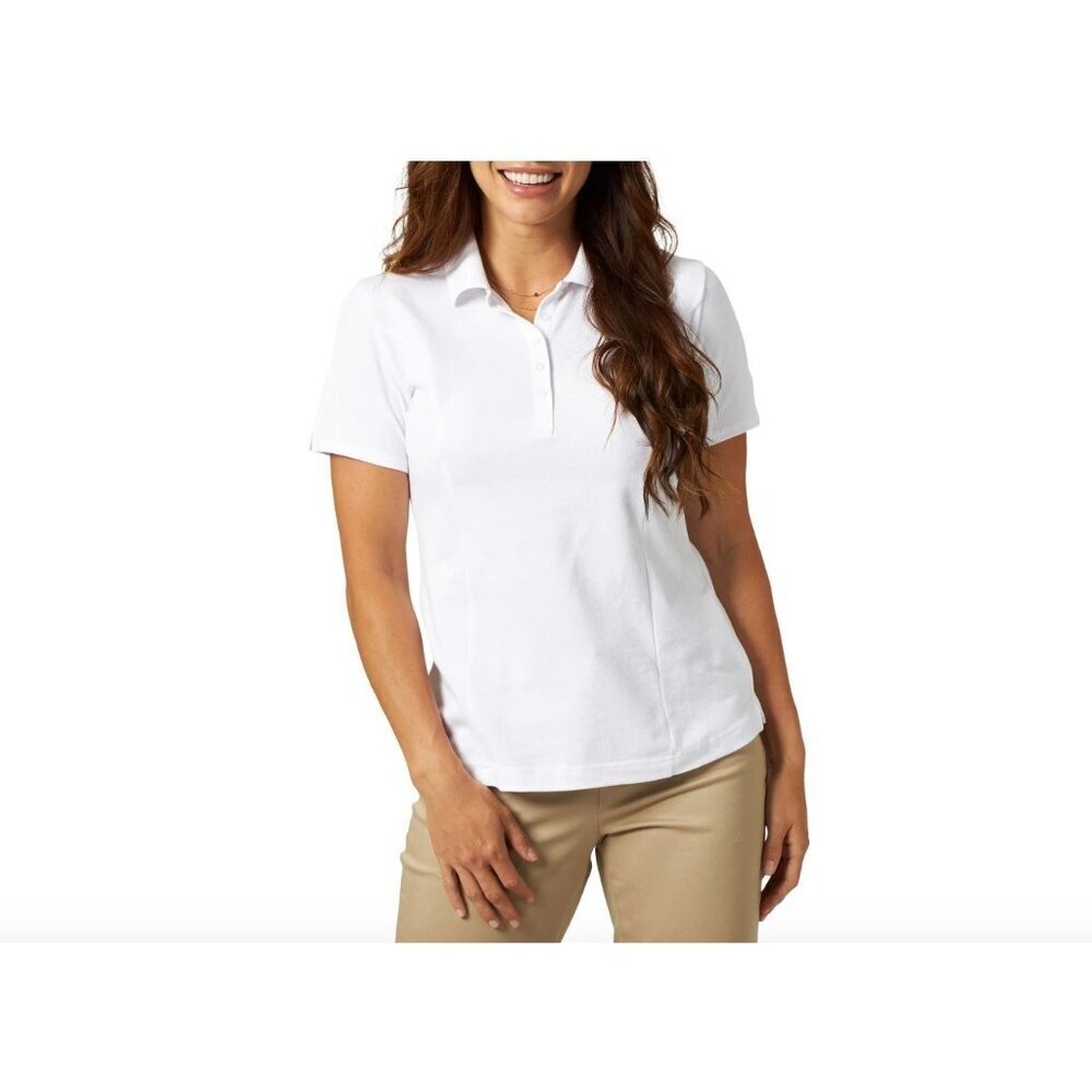 Riders by Lee® Indigo Women's Short Sleeve Polo Shirt White Size Medium